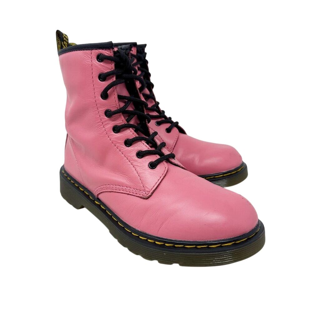 Dr. Martens Pink Leather 1460 Combat Boots Women's Size 6 EUC Lace Up/Side Zip